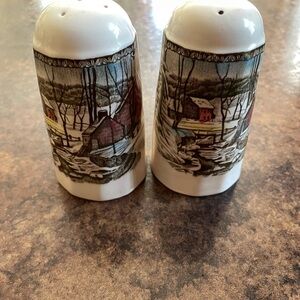 Vintage Friendly Village Johnson Bros Salt and Pepper Shakers